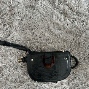 idore mini embossed crocodile bum bag with black flap